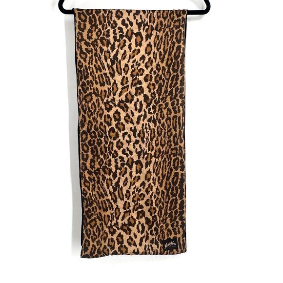 Nick & Nora Silk Leopard Print Scarf‎ Black Luxurious Velvet Romantic Designer - Picture 4 of 9